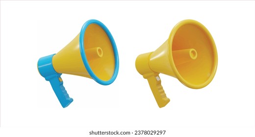 3d megaphone vector icon set