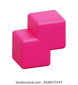 Vektor-Symbol für 3D-Zusammenführungsmodell. Isoliert auf weißem Hintergrund. 3D-Geometrie, Volumen- und Formgestaltungskonzept. Cartoon Minimaler Stil. 3D-Verschmelzungs-Shape-Symbol Vektor-Rendering-Illustration.