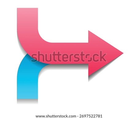 3D merging arrows. Teamwork merger alliance concept vector illustration