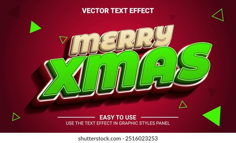 3d merry christmas editable text effect