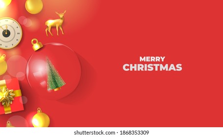 3d merry christmas realistic vector background