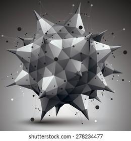 3D mesh contemporary style abstract object, origami futuristic form with lines mesh.