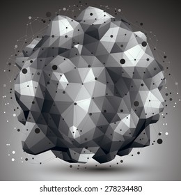 3D mesh contemporary style abstract object, origami futuristic form with lines mesh.