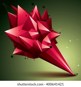 3D mesh contemporary style abstract object, bright origami futuristic form with lines mesh.