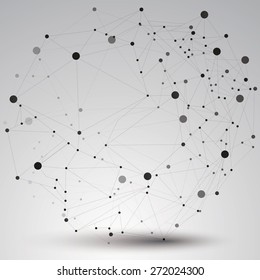 3D mesh contemporary technology abstract object, lattice futuristic form with wire mesh. Futuristic design.