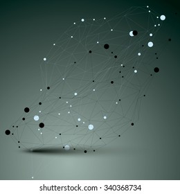 3D mesh contemporary technology abstract vector object, lattice futuristic form with wire mesh. Futuristic design.
