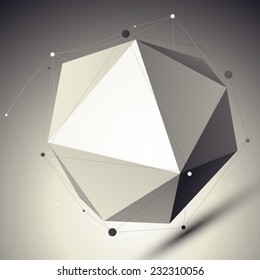 3D mesh cybernetic stylish abstract background, origami facet spherical structure with asymmetric grid.