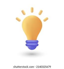 3d mesh gradient yellow light bulb, strategy concept, icon idea, solutions, business vector 