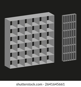 3D mesh grid. Isometric vector blocks. Volumetric square layout. Modern perspective icon.
