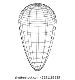 rejilla de malla 3D, marco de alambre neto, ilustración de líneas vectoriales. Maquinaria 3D o red geométrica en líneas o marcos de malla, objeto científico y tecnológico