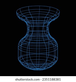 3D mesh grid, net wire frame, vector lines illustration. 3D wireframe or geometric network in lines or mesh grid frames, science, and technology object