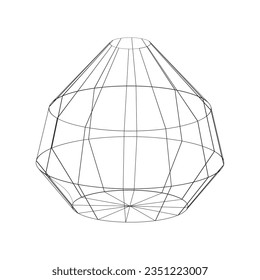 3D mesh grid, net wire frame, vector lines illustration. 3D wireframe or geometric network in lines or mesh grid frames, science, and technology object