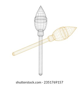3D mesh grid, net wire, vector lines illustration. 3D wireframe or geometric network in lines or mesh grid frames, science, and technology object