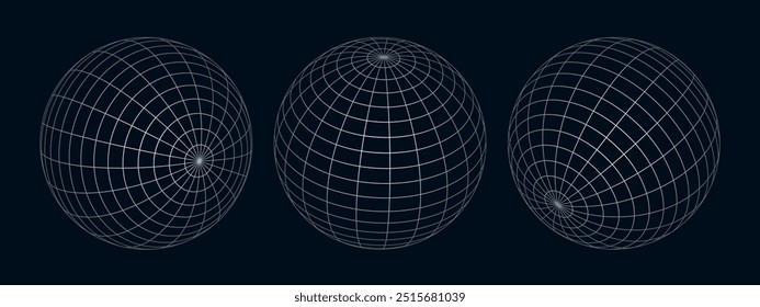 esfera de grade de malha 3D, globo de arame líquido ou bola em círculo, terra digital vetorial. Esfera 3D wireframe em linhas geométricas. Quadros de grade de malha de rede, ícone de ciência e tecnologia