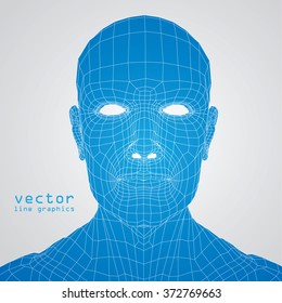 3D Mesh human Head medical scan on background, high detail