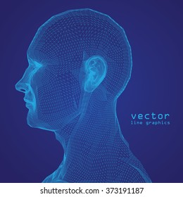 3D Mesh human Head medical scan on background, high detail
