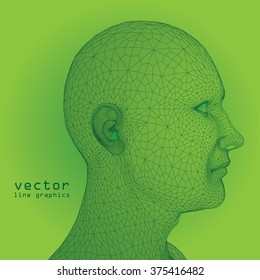 3D Mesh human Head medical scan on background, high detail