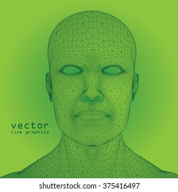 3D Mesh human Head medical scan on background, high detail