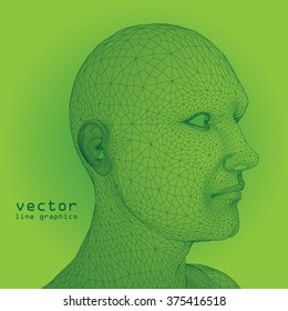 3D Mesh human Head medical scan on background, high detail
