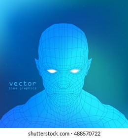 3D Mesh human Head medical scan on background, high detail