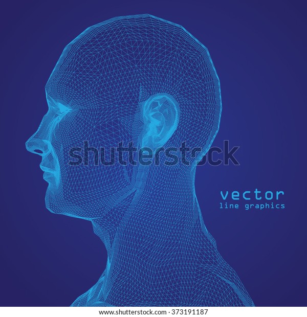 背景に3dメッシュ人間の頭部の医療スキャン 詳細 のベクター画像素材 ロイヤリティフリー