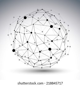 3D mesh modern network abstract figure isolated on white background,  dimensional mesh wireframe structure.