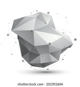 3D mesh modern style abstract object, origami futuristic symbol with lines mesh.