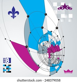 3D mesh modern stylish abstract structure background, spatial technological shape, polygonal colorful eps8 wireframe backdrop with design objects.