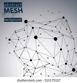 3D mesh modern stylish abstract background with origami wireframe structure. Asymmetric figure placed on contrast backdrop.
