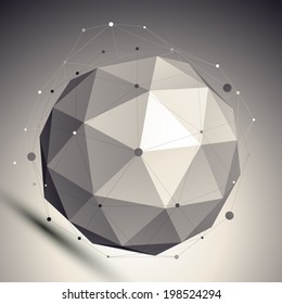 3D mesh shadow style abstract background, origami futuristic template with globe and asymmetric lines mesh.