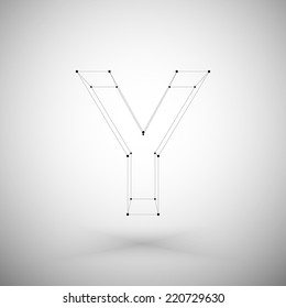 3d mesh stylish alphabet letter sign isolated on white background, single color clear  vector.