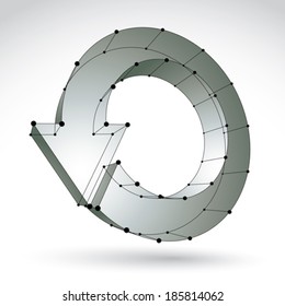 3d mesh stylish update sign isolated on white background, lattice monochrome renew icon, dimensional tech refresh symbol, black and white clear eps 8 vector illustration.