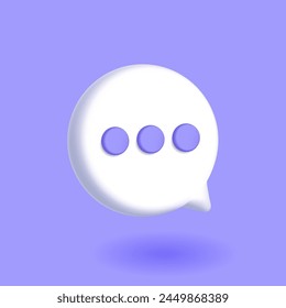 3D mesh vector text bubble icon, in color on a purple background, message on phone or chat messenger