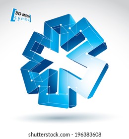 3d mesh web blue ambulance icon isolated on white background, colorful lattice medicine symbol, dimensional tech emergency object with white connected lines, clear eps 8 vector illustration.