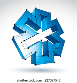 3d mesh web blue ambulance icon isolated on white background, colorful lattice medicine symbol, dimensional tech emergency object with black thin lines, clear eps 8 vector illustration.