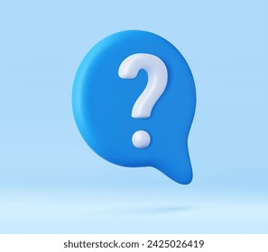 3d Message box with question mark icon. speech bubbles with a question mark. FAQ, support, help concept. 3d rendering. Vector illustration