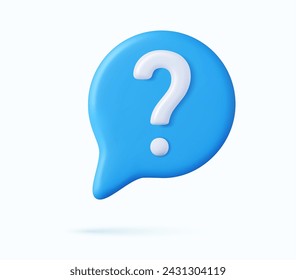 3d Message box with question mark icon. speech bubbles with a question mark. FAQ, support, help concept. 3d rendering. Vector illustration