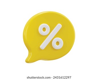 3d message bubble with percent sign 3d rendering vector illustration
