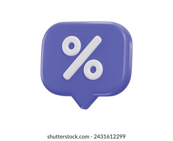 3d message bubble with percent sign 3d rendering vector illustration