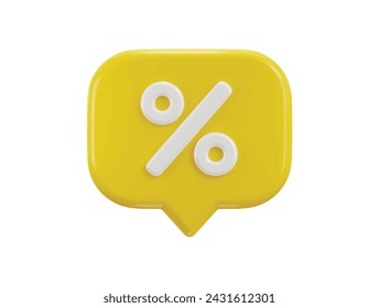burbuja de mensajes 3d con signo de porcentaje ilustración vectorial de representación 3d