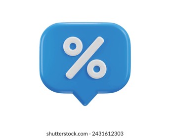 3d message bubble with percent sign 3d rendering vector illustration