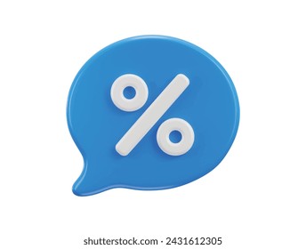 3d message bubble with percent sign 3d rendering vector illustration