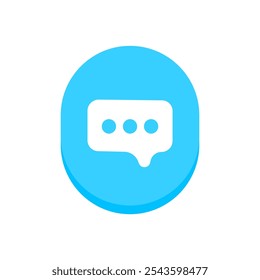 3D message or comment box icon featuring a shadow effect and a blue gradient background, ideal for enhancing your project.