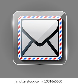 3D message Icon. Glass message icon.
