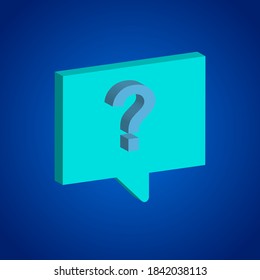 3D message icon vector on blue background