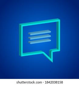 3D message icon vector on blue background