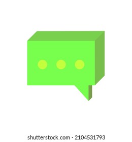 3d message symbol in green on white background