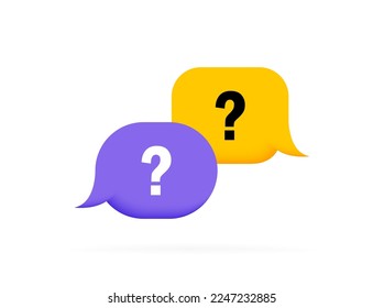 3d messages bubble with question mark. Design for FAQ, help, question and answer, support. Vector illustration