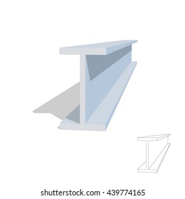 3d metal beam. Isolated on white background. Vector illustration.