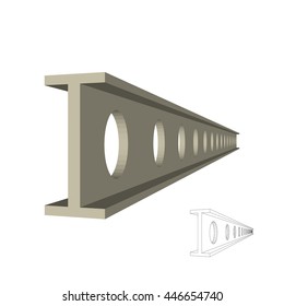 3d metal beam. Isolated on white background. Vector illustration.